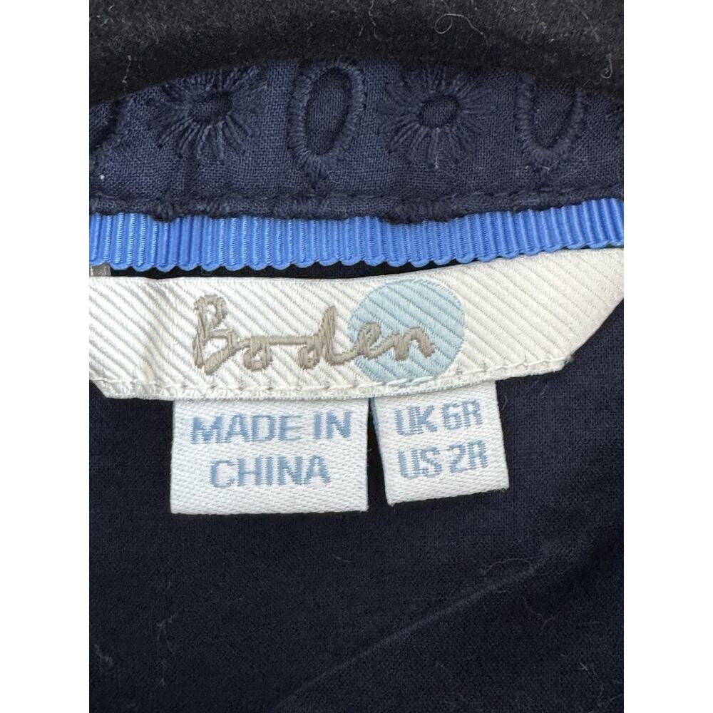 Boden Navy Eyelet Sleeveless Collared Button Belted Modest Preppy US 2R Knee - Picture 4 of 9